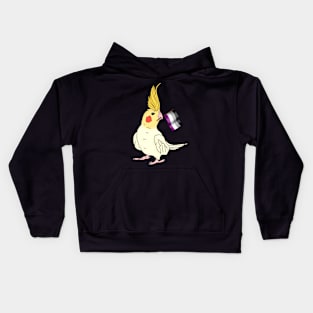 Asexual Pride Cockatiel Kids Hoodie